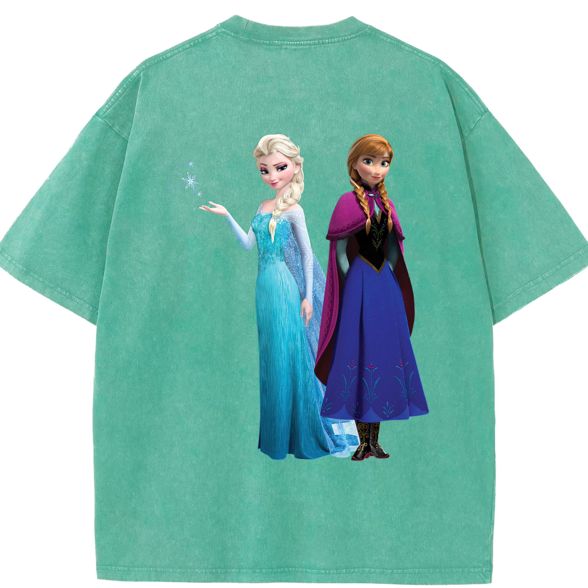 （画像用） アナと雪の女王 アンナ エルサ Frozen Anna Elsa 綿100% ヴィンテージ風 半袖Tシャツ（背面プリント）